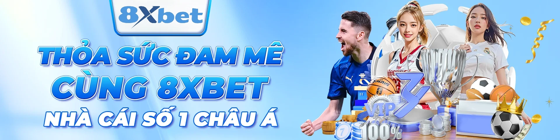 Banner 8XBet về nổ hũ, slot game và bắn cá